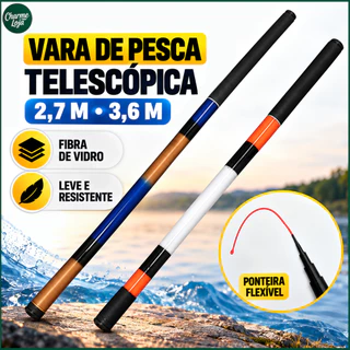 Vara de pesca telescópica, suave e ultraleve, ideal para diversas situações, com comprimentos de 2,4 m e 3,6 m