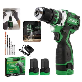 Parafusadeira Furadeira De Impacto Brushless 16V 60Nm 2 Baterias Maleta RYOKU