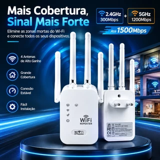 Repetidor Roteador Wi-Fi G8 Amplificador de Sinal 4 6 Antenas 1200Mbps Bivolt 110 220V Extensor Sinal Estável Sem Quedas