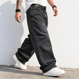 Calça Balão Jeans Masculina Baggy Boca Larga Streetwear Skatista Oversized Moda Urbana Calça Jeans Larga Cintura Alta