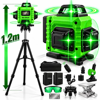 Nível Laser 16 Linhas Profissional Verde Nível 360° Auto-Nivelante 4D + Tripé 1.2m + 40m