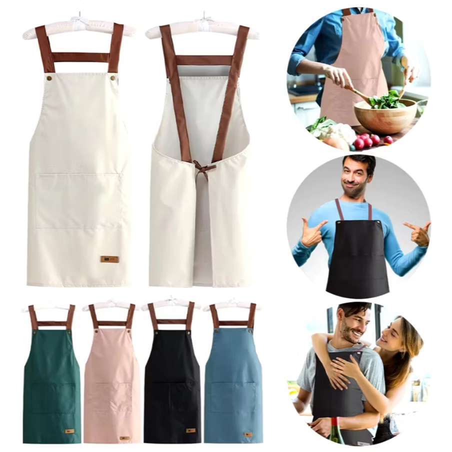 Avental de cozinha resistente óleo e água Com grandes bolsos