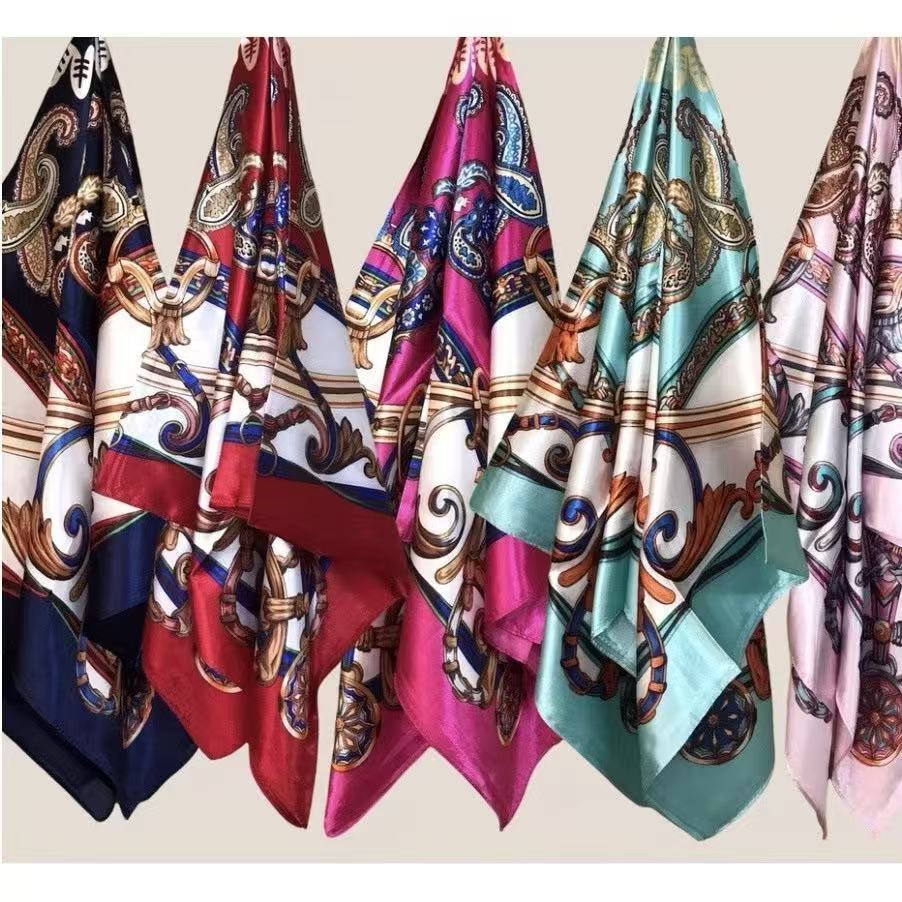 Lenços Cetim Seda Elegante Primavera Grande 90x90（várias estampas ...