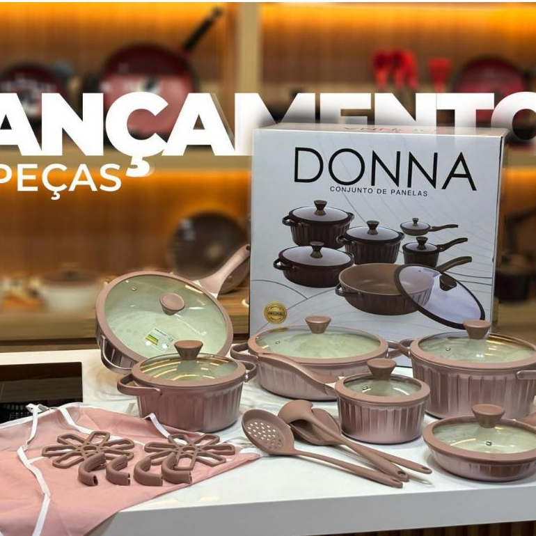 Kit Panelas Donna 22 Peças Cozinha Cerâmica Utensílios | Shopee Brasil