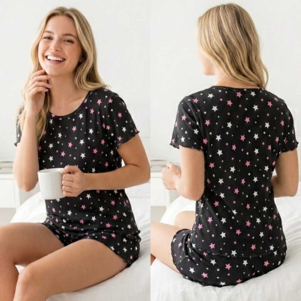 Baby Doll Feminino Pijamas Canelados Suede com Manga Curta Verão Roupa de Dormir Inverno em Oferta na Shopee