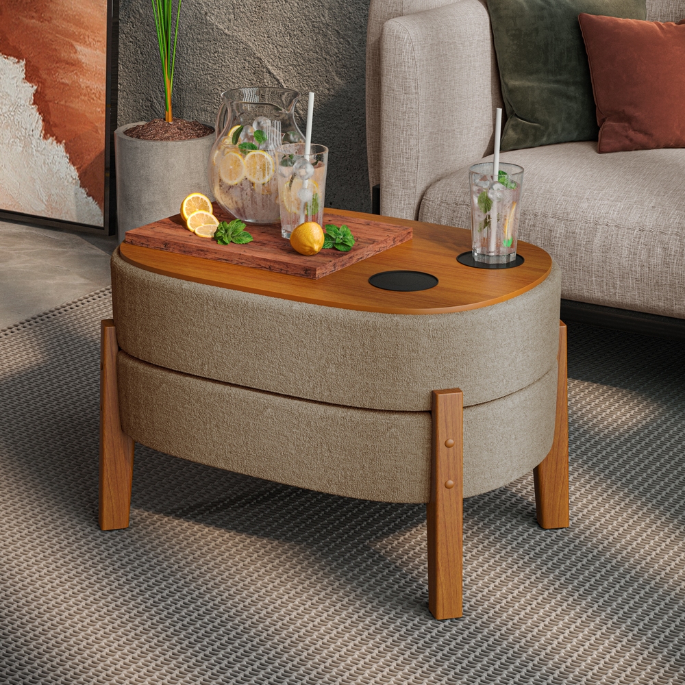 Puff Dior Mesinha Com Porta Copo Design Moderno E Funcional Boucle
