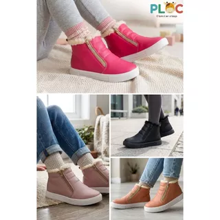 BOTA COTURNO TÊNIS CANO ALTO INFANTIL MENINA FORRADA DE PELÚCIA SUPER MACIA em Oferta na Shopee