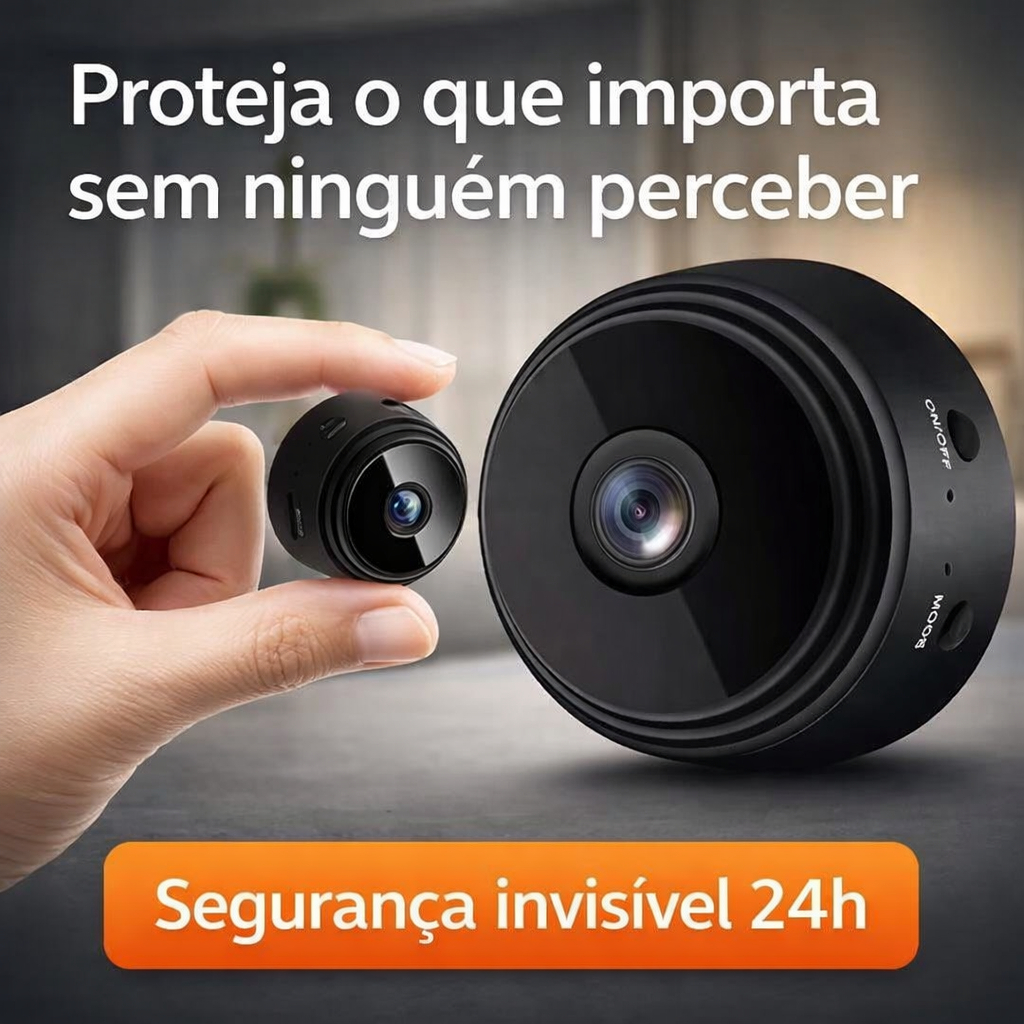 Mini Câmera de Segurança WiFi Full HD Discreta Visão Noturna Áudio ...