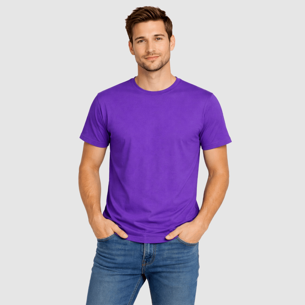 Camiseta Roxa Lisa Unissex 100% Algodão Premium Penteado Alta