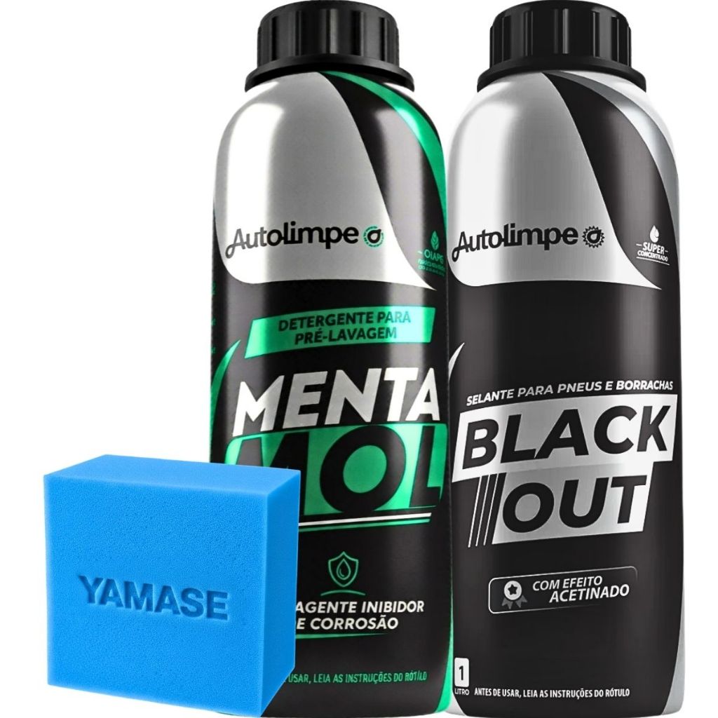 Kit Shampoo Pre Lavagem Mentamol Pneu Pretinho Black Out AutoLimpe 1L ...
