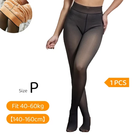 Meia-Calça Térmica Feminina Peluciada Translúcida Alta Elasticidade Super Quente Para Inverno