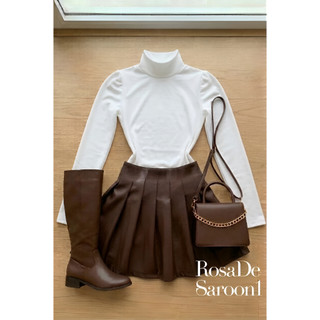 Conjunto Feminino Body Gola Alta Marrom + Saia Couro Plissada — foto 5 — Achou Levou Brasil