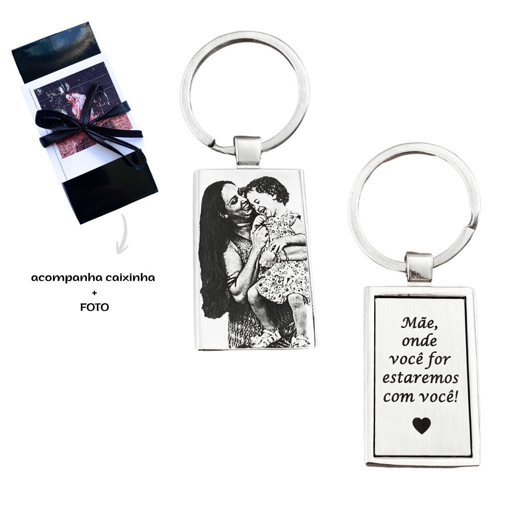 Presente dia das Mães - Chaveiro Personalizado com Foto e Frase a laser - Aço - Lembrança Especial em Oferta na Shopee