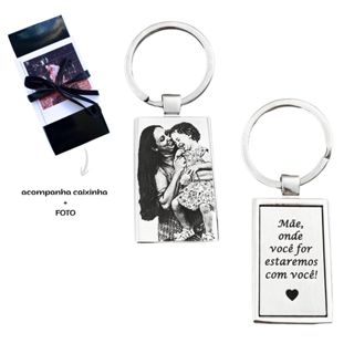 Presente dia das Mães - Chaveiro Personalizado com Foto e Frase a laser - Aço - Lembrança Especial em Oferta na Shopee