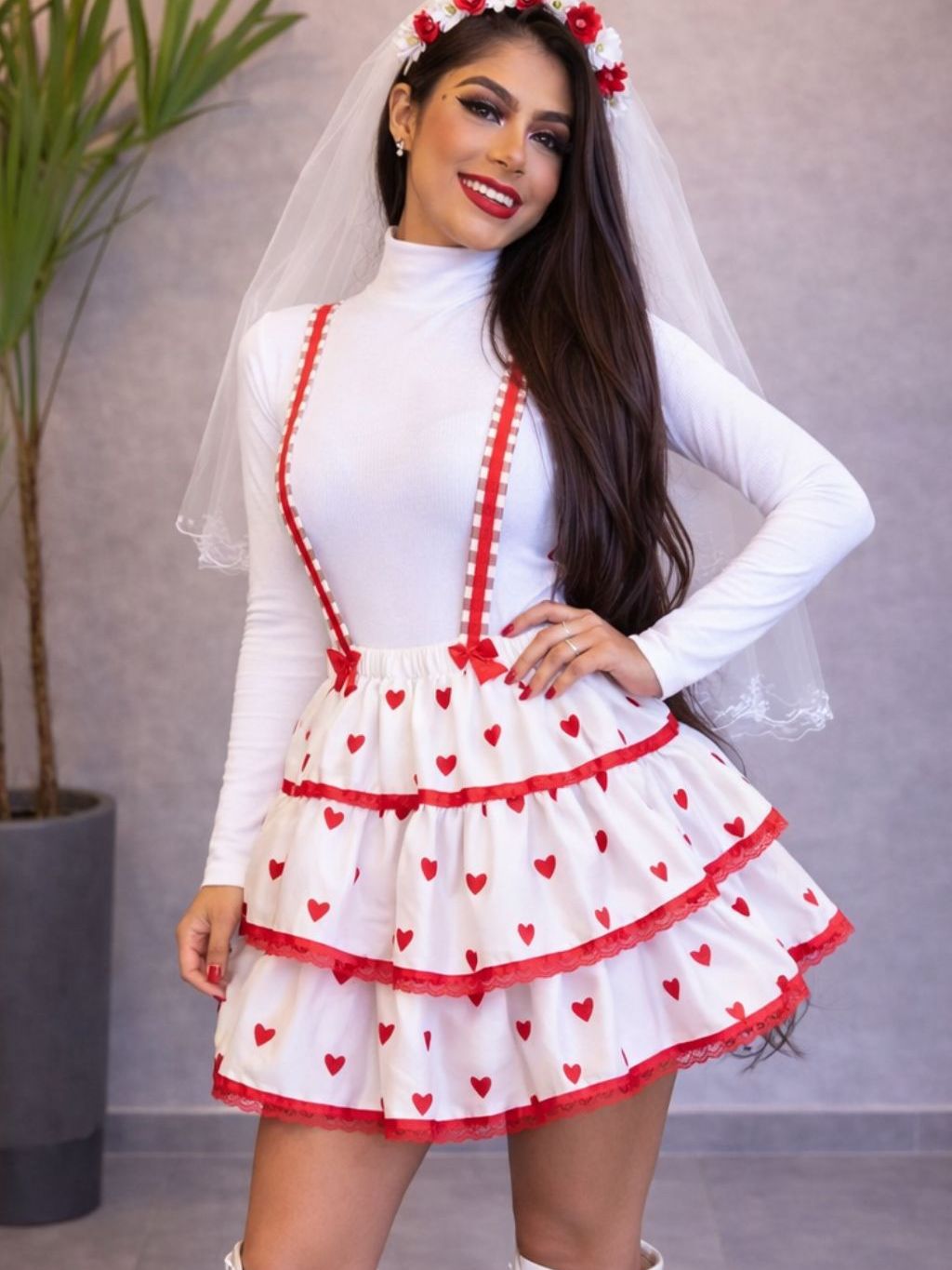 Vestido Noiva Caipira Adulto festa Junina Noiva Caipira Véu 2026 ...