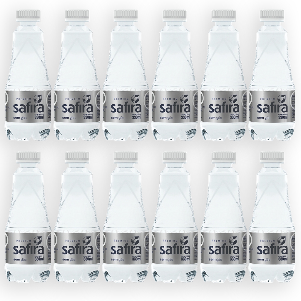 Água Mineral Premium Safira Sem Gás 330ml Kit 12 unid. | Shopee Brasil
