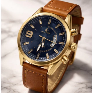 Relógio Masculino Pallyjane Luxo Pulseira Couro Sintético Quartzo Calendário Elegante Premium M71