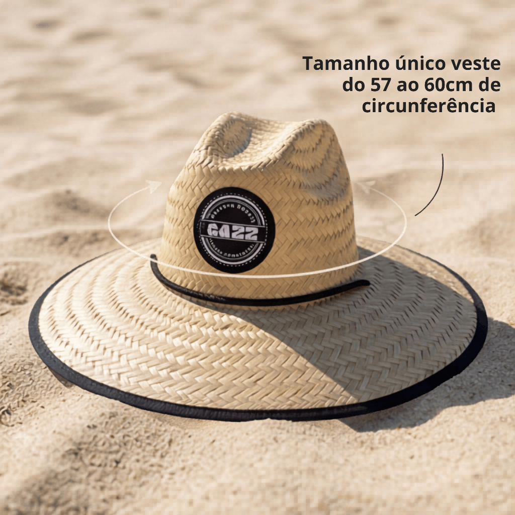 Chapeu De Palha Praia Surf Com Estampa GAZZ Premium Proteção Sol