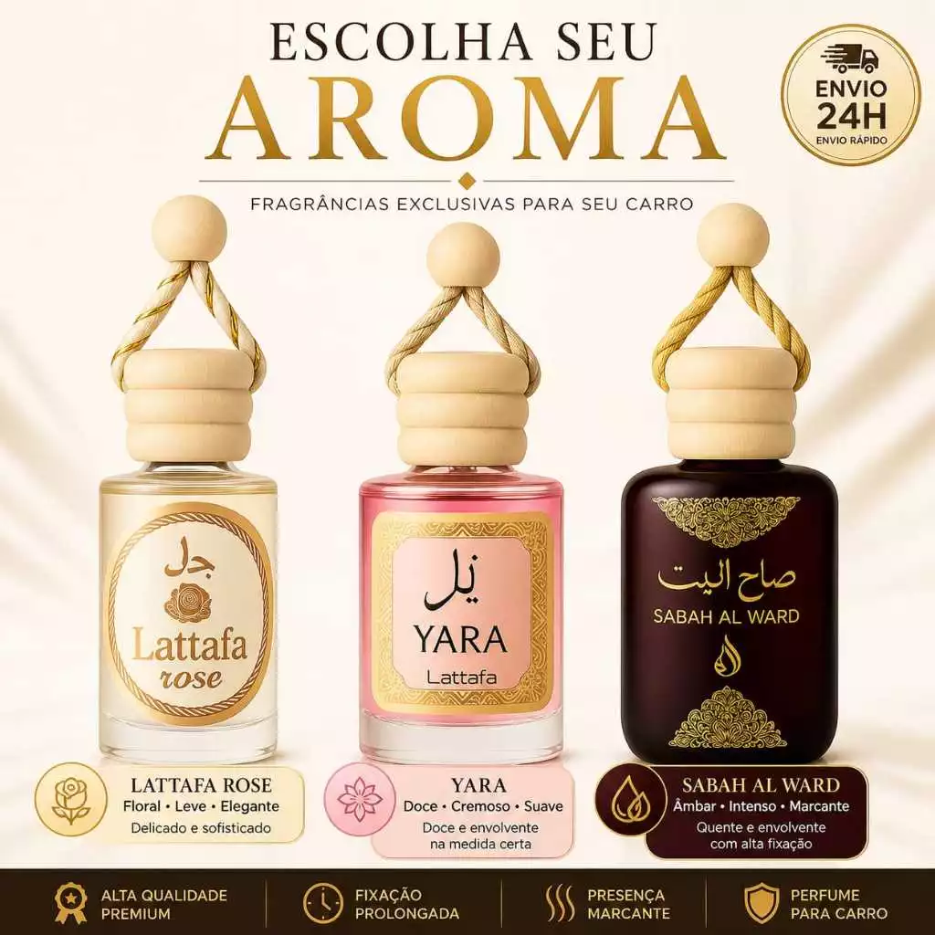 Kit 3 Cheirinho para Carro Árabe Aromatizante Automotivo 10ml