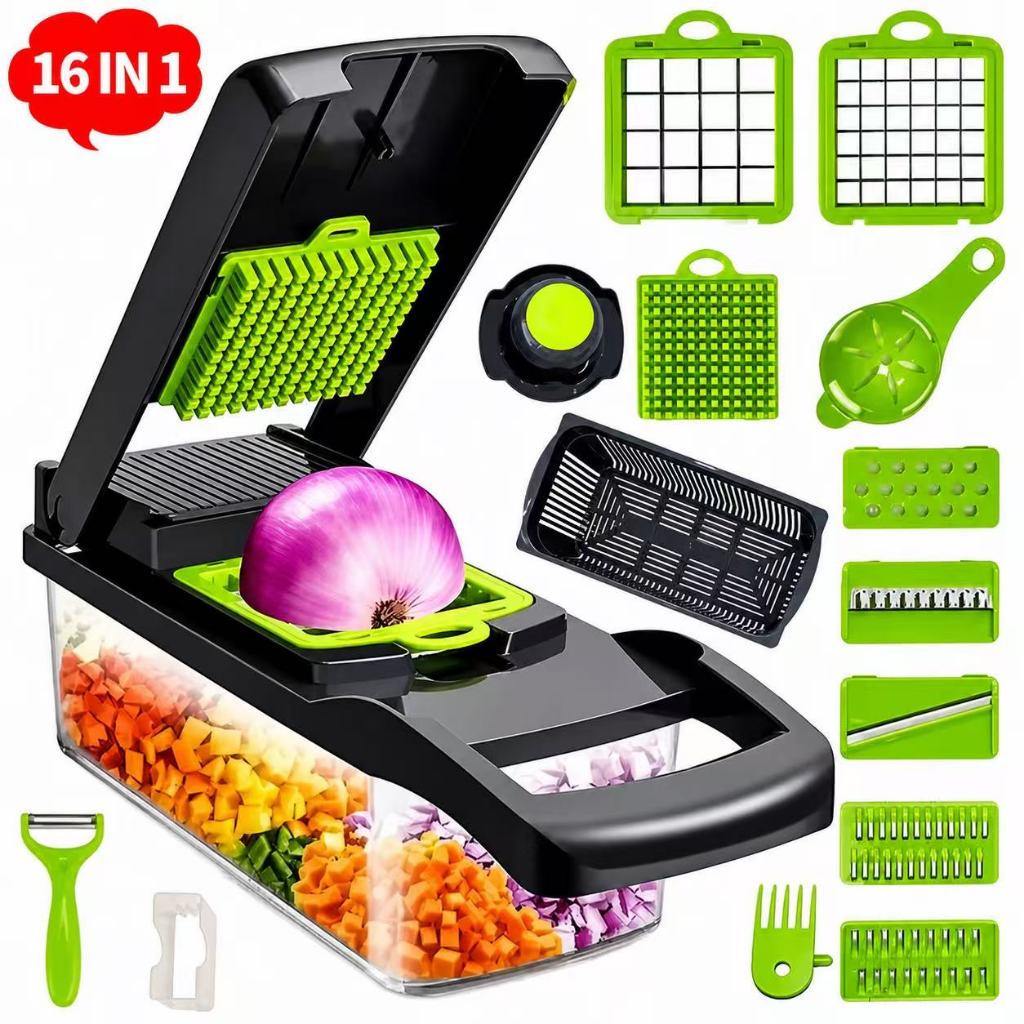 Profissional Multiuso Cozinha Slicer Aço Inox 16 em 1 Fatiad