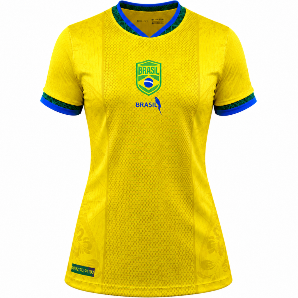 Camiseta Feminina Brasil UV Tradição Premium Amarela