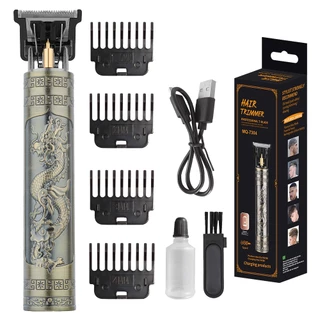 Máquina de Cortar Cabelo Elétrica Recarregável USB, Estilo Dragão, Lâmina de Aço Inoxidável, 4 Pentes Guia