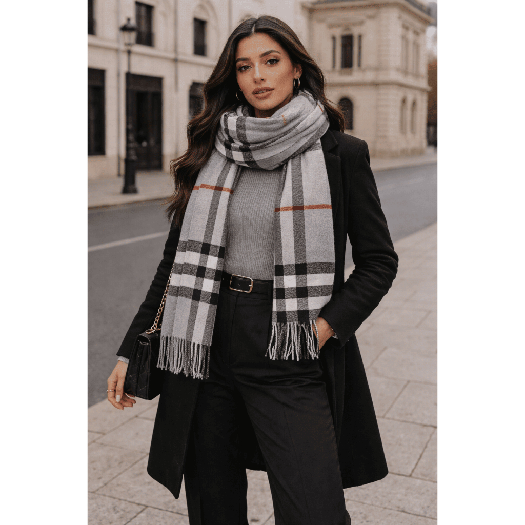 Cachecol Xadrez Lenço Xale Quentinho para o Frio Outono e Inverno