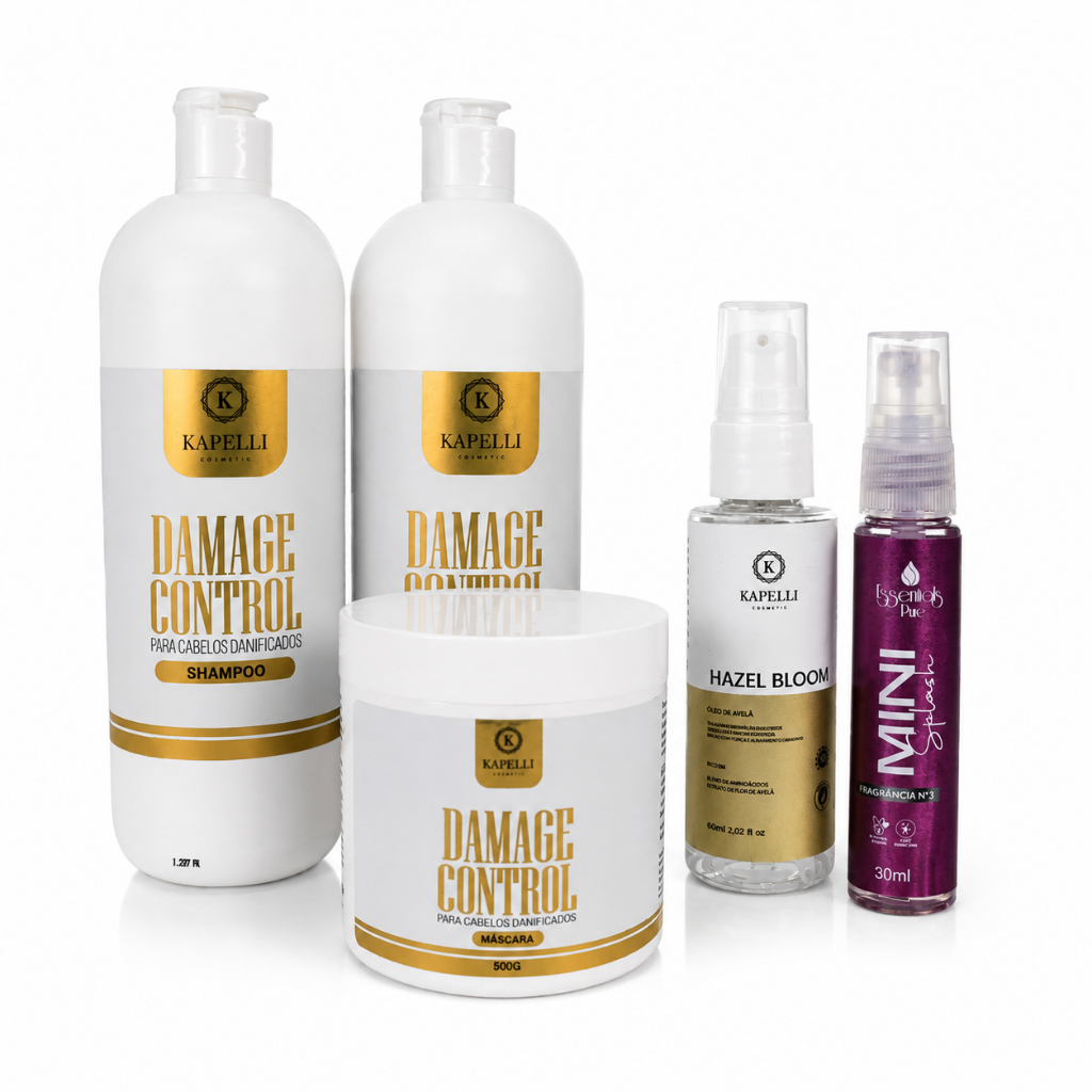 Combo 5 em 1 Kapelli Shampoo Damage 1L + Condicionador Damage 1L ...