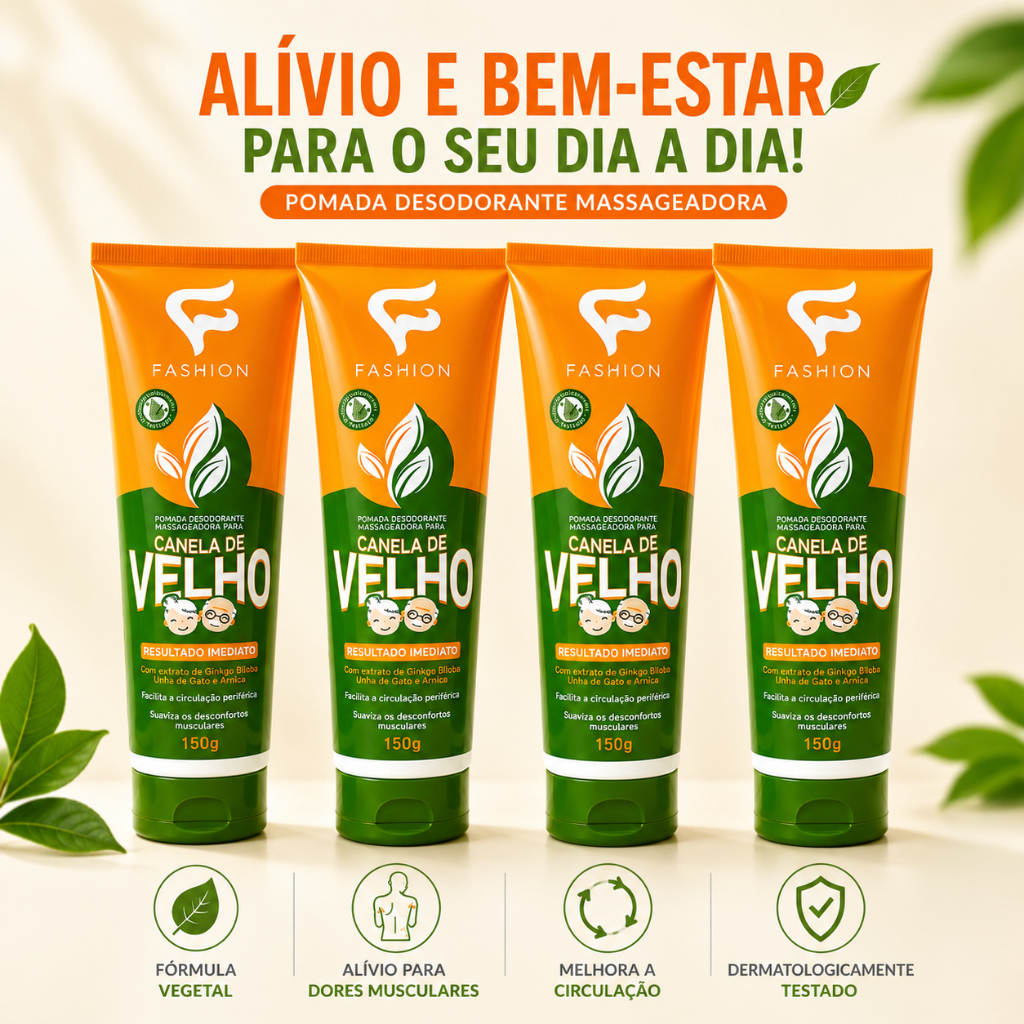 Pomada Massageadora Canela De Velho 150g Fashion Cosméticos Desodorante Corporal