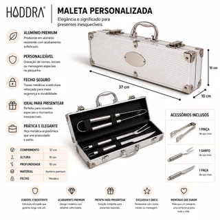 Kit Churrasco 3 Peças Personalizado Nome na Maleta Presente Pais Maridos e Churrasqueiros