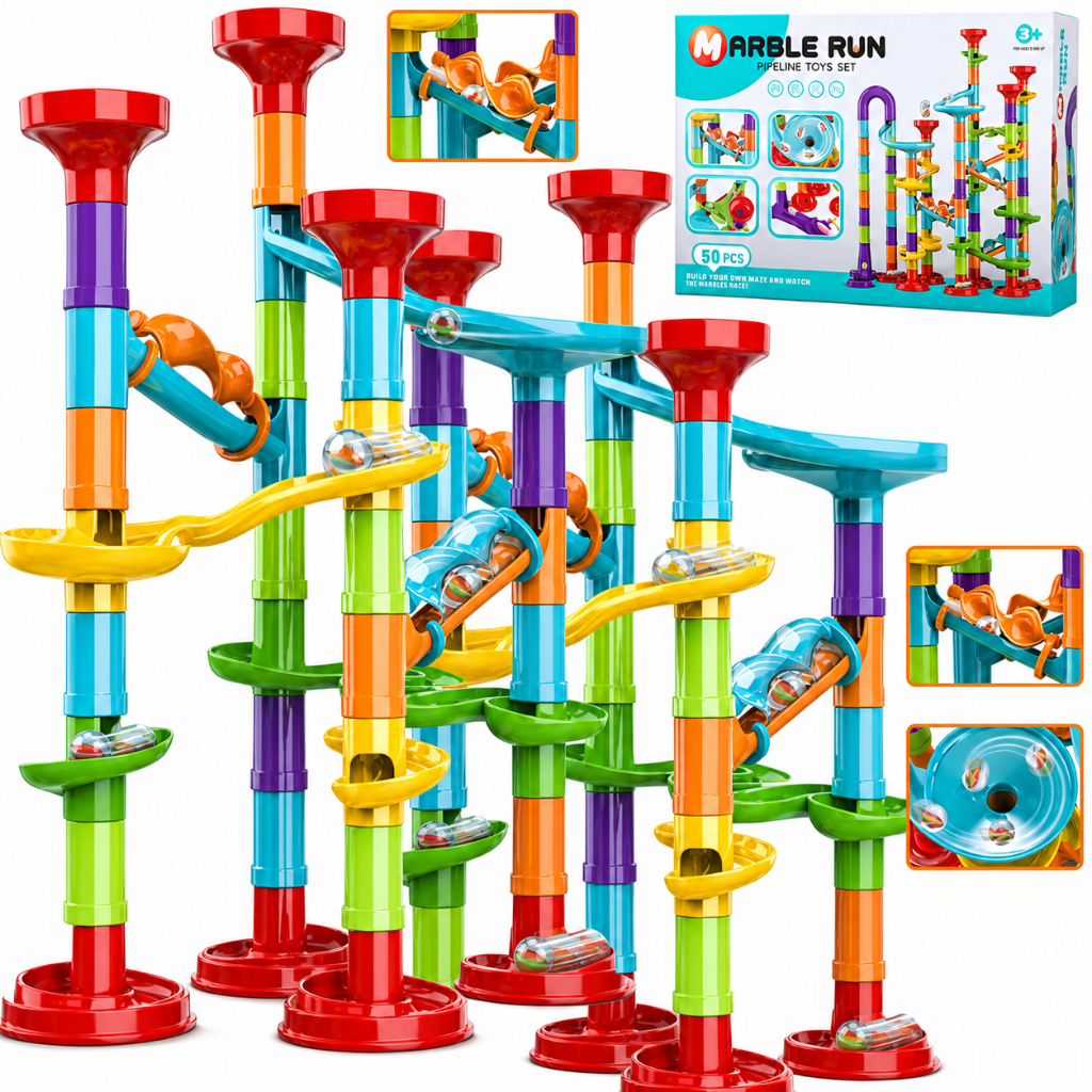 Brinquedo Educativo Pista Bolinhas Gude Blocos Montar Labirinto ...