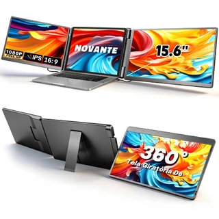 Monitor Portátil Expansor NOVANTE de Tela Dupla 15.6" FHD 1080p IPS, Tela Rotativa 360° para Notebook