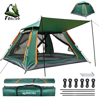 Barraca Camping Familiar 5-6 Pessoas FORESTDOG Automática Grande Com Toldo E Tela Mosquiteiro