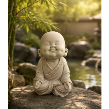 Buda Sorridente Escultura Resina Budismo Estatueta 20cm Com