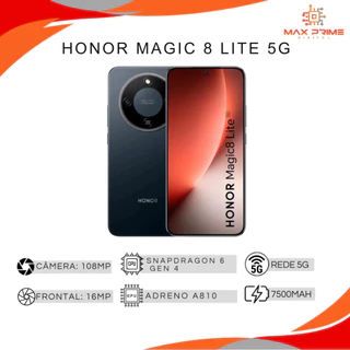 Honor Magic 7 Lite 5G 512GB, 12GB RAM, Câmera 108MP, Processador Snapdragon 6 Gen 1,Bateria 6600mAh, Versão Global