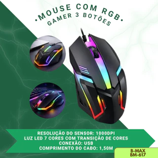 Mouse Gamer Knup Rgb 1200dpi Mousepad Gamer