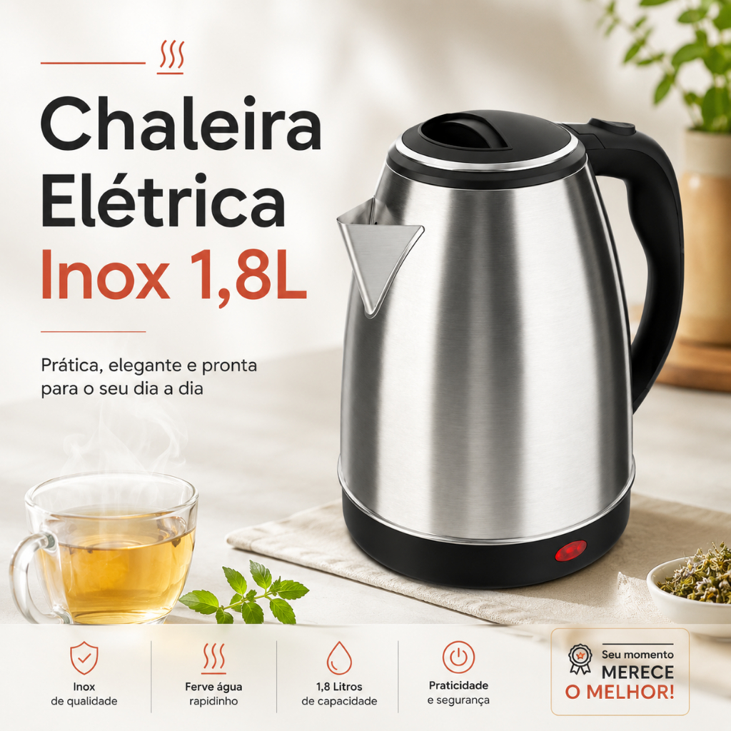 Chaleira Elétrica Inox 1.8 Litros