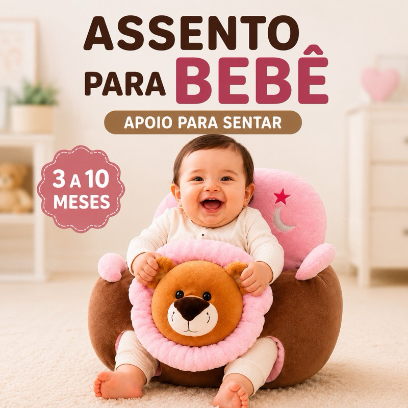 Assento para Bebê Sofazinho Infantil Apoio para Sentar Pelúcia Macio 3 a 10 Meses
