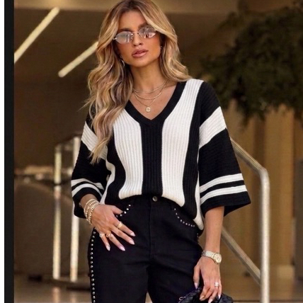 Blusa ampla de tricô