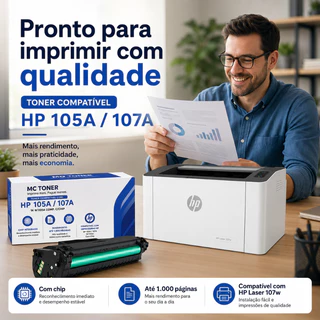 Toner Para Impressora HP 105A/107A 1K W1105A COMP. Chip Integrado Alta Qualidade ENVIO IMEDIATO