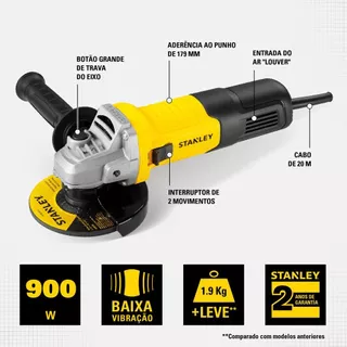 Esmerilhadeira Angular 115mm STANLEY STGS9115 900W 220V