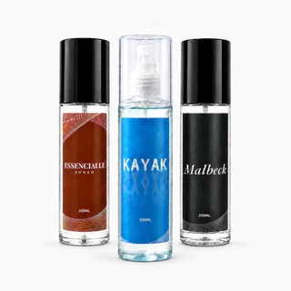 Kit Masculino 3 Body Splash Kayak + Essenciale + Malbec 200ml cada