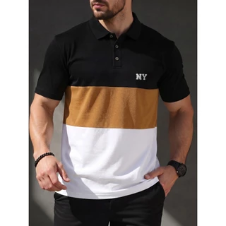 Camiseta Masculina Polo NY Letter Camisa Streetwear P ao G3