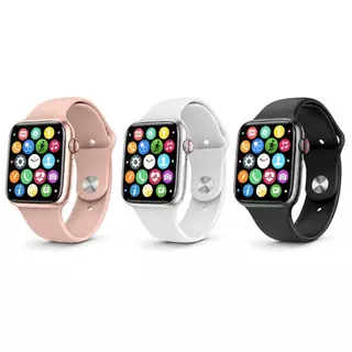 Relógio Inteligente Smart Watch W26 44mm Series 6 Preto Faz Chamadas BT Monitorar Freq Cardíaca Pressão Arterial Novo