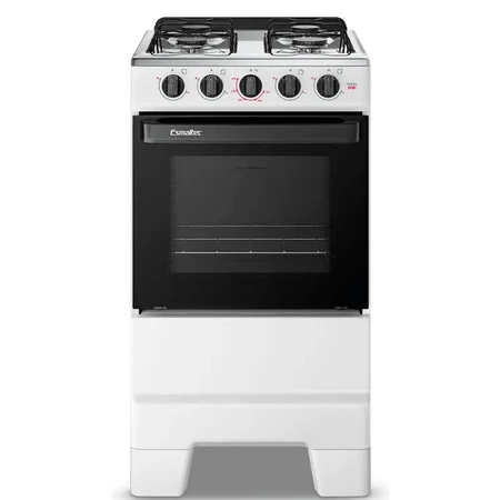 Fogão de Piso à Gás Esmaltec Ideal Pop 4 Bocas com Acendimento Manual Mesa de Inox Forno 50 litros