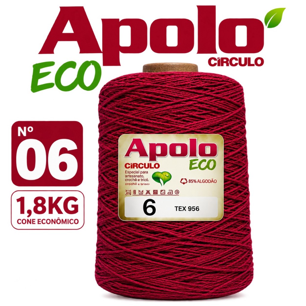Barbante Apolo Círculo N6 de 1,8kg/1830m– Ideal para crochê