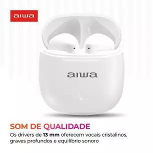 Fone de Ouvido Bluetooth Earbud Aiwa EB-05-W Branco Bivolt