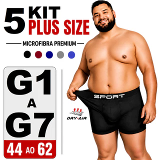 Kit 5 cuecas boxer box plus size GG1 GG2 GG3 GG4 GG5 GG6 GG7