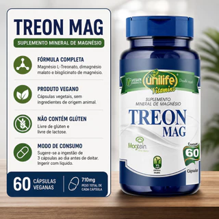 Treon Mag Magnésio L-Treonato Unilife 60 Cápsulas Blend