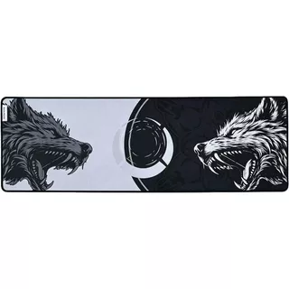 Mousepad Gamer Kalkan Howl Ext Lite Branco e Preto Speed 900x300x3mm Bordas Costuradas Base Emborrachada KLK00106